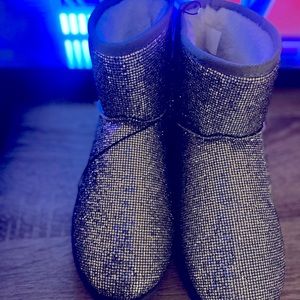 Glittery Silver Ankle Boots